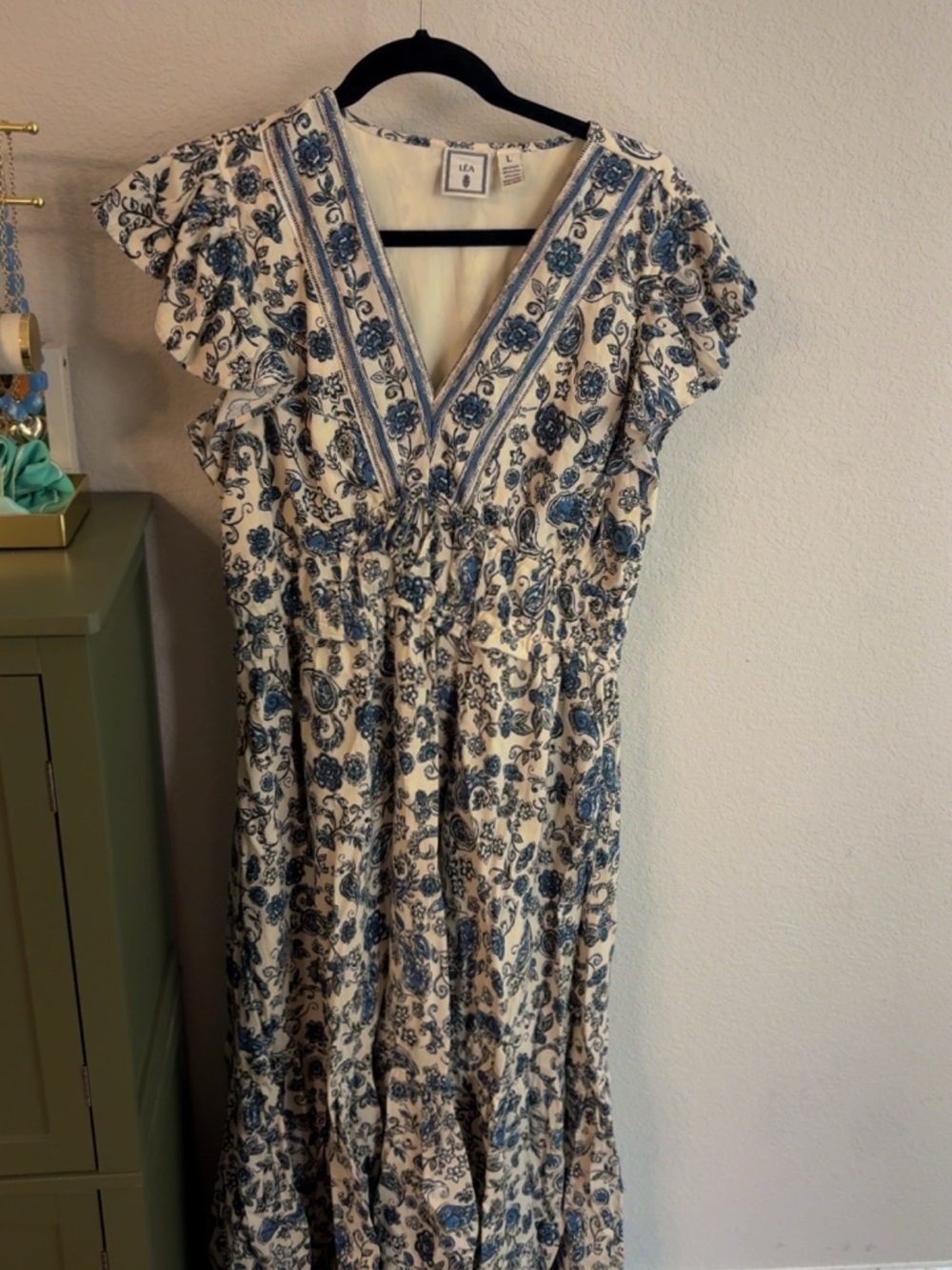 Blue Floral V-Neck Maxi Dress
